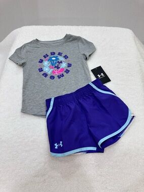 Girl’s Under Armour Grey and Purple Short Set